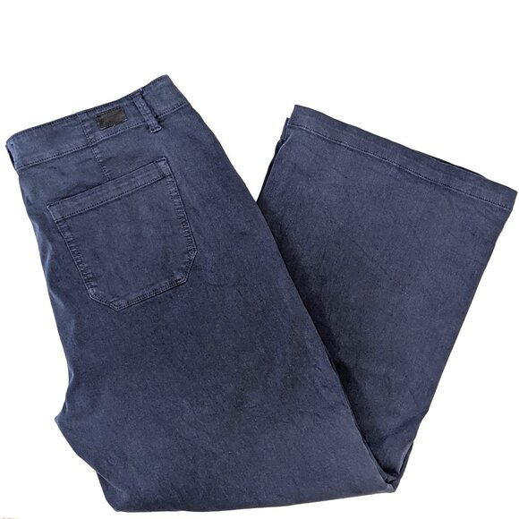 Paige | Carly Wide Leg Drawstring Detail Pants Vintage Navy Seascape | Size 33 - Picture 8 of 13